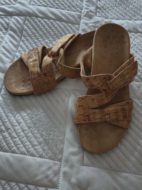 Vionic Shoes - VIONIC Gold Cork Slide Sandals Size 8